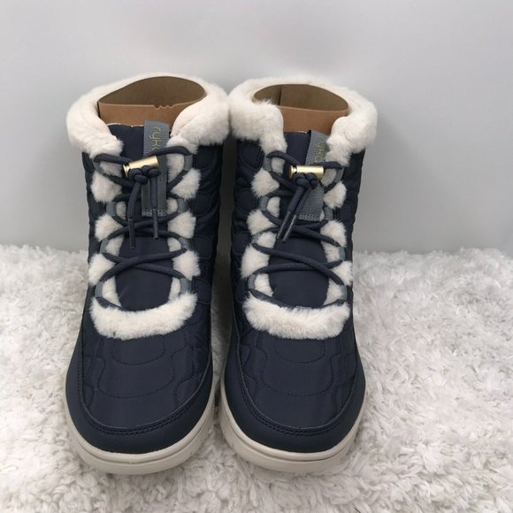 Ryka Boots Women 6.5M US Snow Bound Blueink‎ Black/White Canvas Water Repellent - Picture 2 of 8